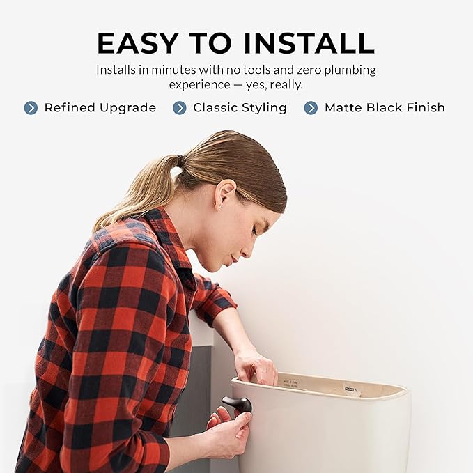 Qualihome Black Toilet Handle - Front Mount Matte Black Toilet Flush Handle Lever Replacement - Universal Fit - Durable Design - Easy Installation - Ideal for Most Front Mount Toilets