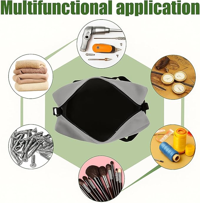 Small Tool Bag,Close Top Wide Mouth Tool Organizer Bag,Large Capacity Tool Bags for Men,Canvas Tool Storage Bag for Storage Handbag for Screwdrivers,Wrench,Pliers Hand Tools (Gray, 14 Inch)