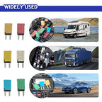 BOJACK ATM Auto Reset Fuse Low Profile Mini Blade Fuses T1 14V DC 5A 10A 15A 20A 25A 30A Amp Automotive Circuit Breaker Fuses Boat Marine RV Car Truck (6 pcs Mixed