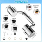 Universal Sink Faucet 1440° Rotatable Faucet Aerator Extension, U Shaped Faucet Extender for Toddlers 2 Modes Adjustable, Flexiflow 1080° Rotating Faucet Extender for Bathroom Sink/Kitchen(Silver)