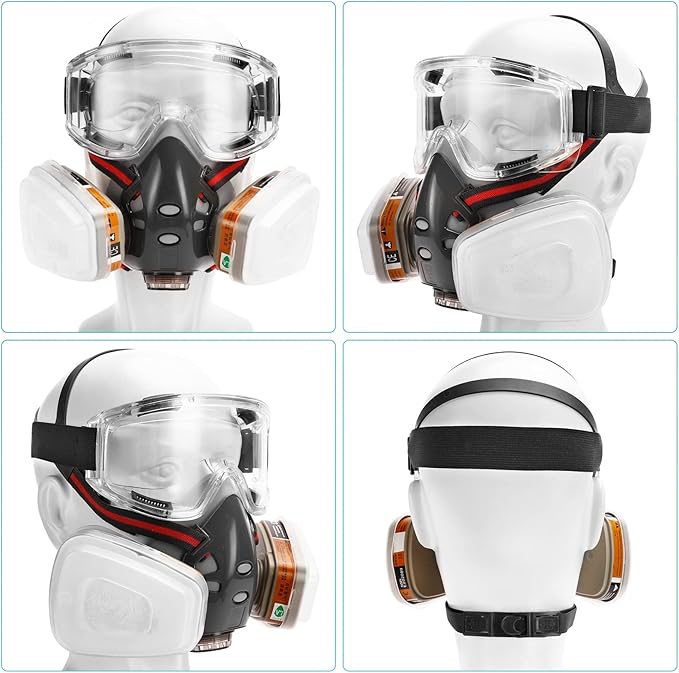 Reusable Half Face and Full Face Gas Mask with Activated Carbon Filter Against Organic Vapor/Dust/Chemical