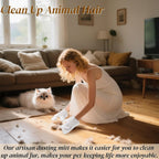 100 Pcs White Microfiber Dusting Gloves, Disposable Artisan Dust Cloth Remove Mitt, Dual-Sided Dust Wipes Feather Dusters for Indoor Plants Furniture, House Cleaning Pet Hair, Electronic Device