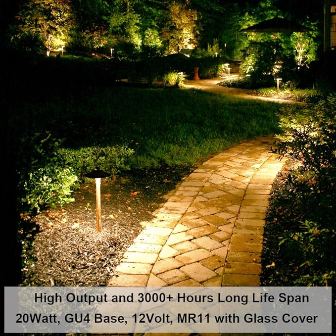 GU4 Halogen Bulb, 3PCS GU4 MR11 12V 20W Dimmable with Glass Cover, High Output 250LM GU 4 Base MR11, 2800k Warm White MR 11 Bulb Great for Indoor Outdoor Accent Lights, Track Lights, Landscape