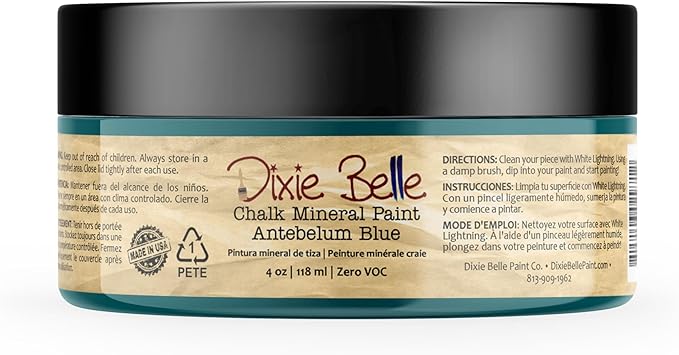 Dixie Belle Paint Company Chalk Finish Furniture Paint - Antebellum Blue (4oz) - Matte Dark Teal Chic Chalk Mineral DIY Furniture Paint