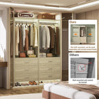 Aheaplus Closet System Closet Organizer, Wood Closet Organizer System, Walk-in Closet or Small Closets Wardrobe, Clothes Rack with Hanging Rods, 4FT Closets, Set of 2, White Oak