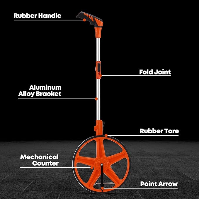 SILVEL 12 Inch Measuring Wheel, MAX9999FT Measuring Wheel in Feet and Inches, One key to Zero Rolling Tape Measuring Wheels, Orange