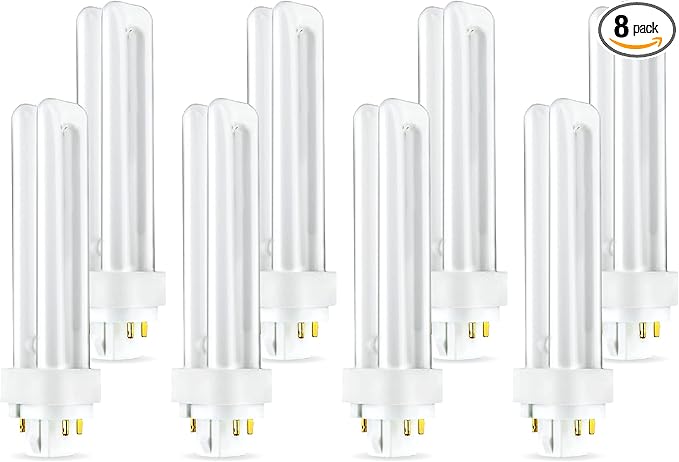 (8 Pack) PLC-13W 841, 4 Pin G24q-1, 13 Watt Double Tube, Compact Fluorescent Light Bulb, Replaces Sylvania 20667 CF13DD/E/841 - Philips 38328-1 PL-C 13W/841/4P/ALTO and GE 97597 F13DBX/841/ECO4P