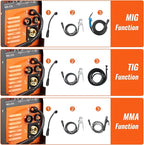 VEVOR MIG Welder, 3 in 1 270 Amp Welding Machine, 110 220V MIG Lift TIG Arc Welder, Portable Lift TIG Welder ARC Welder with IGBT DC Inverter, LCD Digital Display, Welder Torch and Welding Wire