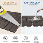 Goovilla Plastic Interlocking Deck Tiles, 9 Pack Outdoor Patio Flooring, 12"x12" Interlocking Decking Tile Outdoor All Weather Use, Waterproof Patio Pavers for Pool Balcony Backyard Porch, Dark Coffee