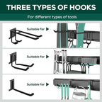 Garage Garden Tool Organizer Wall Mount,48 Inch Garage Organizer Wall Mounted Storage System with 7 Layer Hooks,Max 440lbs Adjustable Metal Hooks,Home Gift