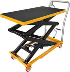 Hydraulic Lift Table Cart, 330lbs Capacity 50" Lifting Height, Manual Double Scissor Lift Table with Locking Wheels and Non-Slip Pad, Hydraulic Scissor Cart for Material Handling