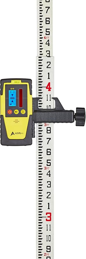 AdirPro 8-Foot Fiberglass Grade Rod – 8ths, 2-Section Telescoping Rectangular Leveling Rod – Non Glare and Corrosion Resistant – Heavy Duty Carrying Case Included