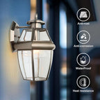 Outdoor Wall Lantern, 12 Inch Exterior Light Fixture, Waterproof Porch Lights with Glass Shades, Wall Mounted Outside Lighting for Farmhouse Patio Doorway Garage (E26 Base Max 40W)