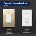 LIDER Screwless Metal-Surface Wall Plate, Decorator Switch Cover, Temperature and Impact Resistant, 201 Stainless Steel, Modern Decoration Upgrade, Mid-Size 1-Gang 4.88" x 3.11", Brushed Brass, 2 Pack