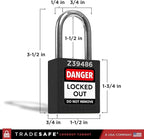 TRADESAFE Lockout Tagout Lock Sets, 10 Black Keyed Alike Safety Padlocks, 2 Keys Per Lock, OSHA Compliant Loto Locks, for Lockout Tag Out Stations - Premium Grade