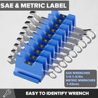 40PCS Modular Wrench Organizer Wrench Holder - Wrench Tool Organizers for Tool Drawer Storage, Wrench Storage Set with Metric & SAE Label, Wrench Rack Tool Gift for Professional Mechanics Men, Blue