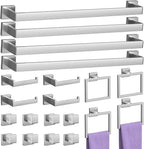 20-Piece Brushed Nickel Bathroom Accessories Set – 23.6" Towel Bar, Towel Ring, Toilet Paper Holder & Hooks, Wall Mounted Bathroom Hardware, Rust & Corrosion-Resistant, Ideal for Modern Bathrooms