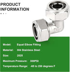 TAISHER 2PCS Brass-Nickel Plated Equal Elbow Fitting，3/4" Tubing,Tube Fitting For Air Piping System