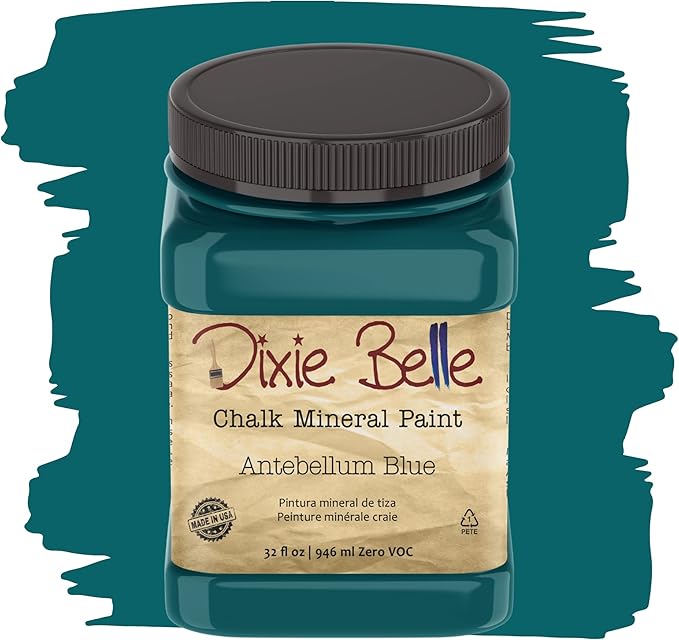 Dixie Belle Paint Company Chalk Finish Furniture Paint - Antebellum Blue (32oz) - Matte Dark Teal Chic Chalk Mineral DIY Furniture Paint
