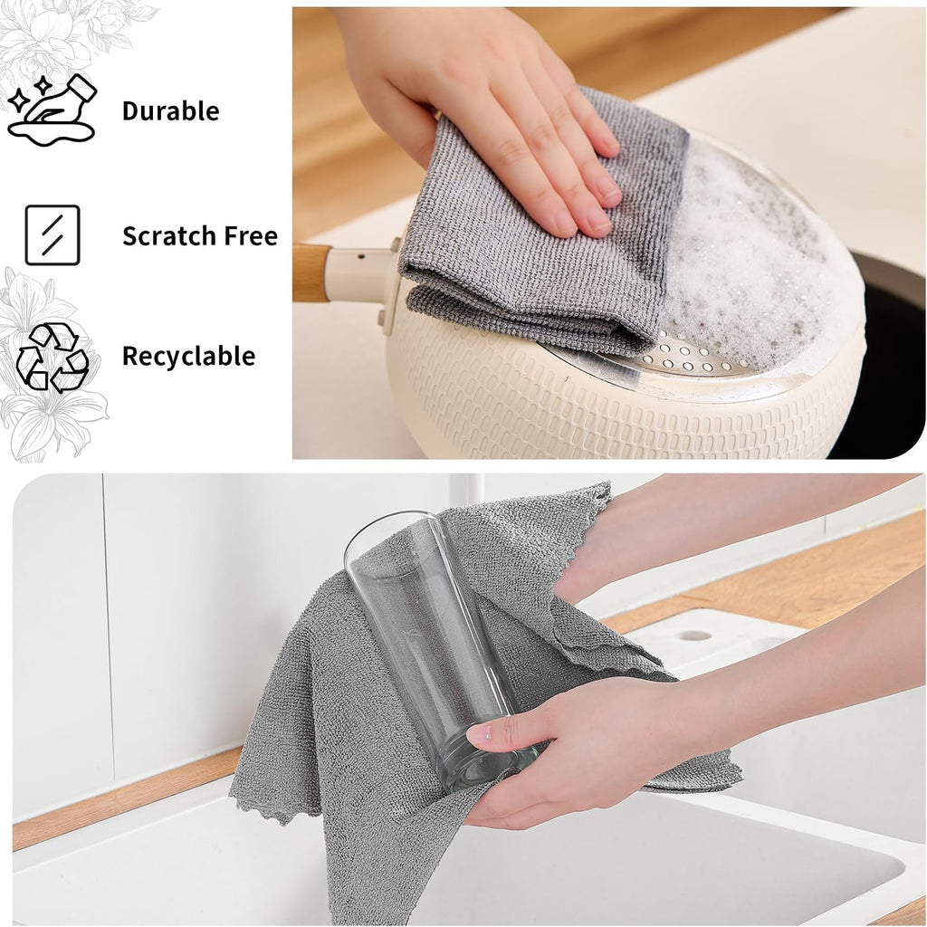80 Pack Microfiber Cleaning Cloth Roll,Lint Free Rags & Tear Away Reusable Towels Washable Scratch,Ultra Absorbent Dish Rags(12" x 12") for Car Kitchen Home Garage-Dark Gray