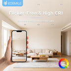 6 Pack 6 Inch LED Recessed Ceiling Light, Dimmable, 2700K 3000K 3500K 4000K 5000K 5CCT, 1100LM 12W, 120V, High Brightness Canless Wafer Downlight, ETL FCC