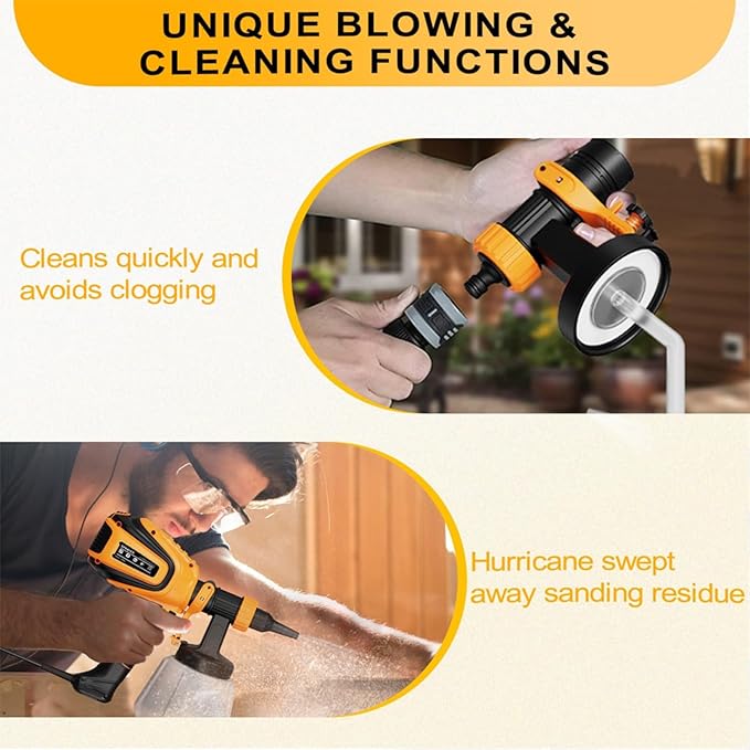 Paint Sprayer, 700W HVLP Spray Gun with Cleaning & Blowing Joints, 4 Nozzles and 3 Patterns, Easy to Clean, for Furniture, Cabinets, Fence, Walls, Door, Garden Chairs etc. VF803