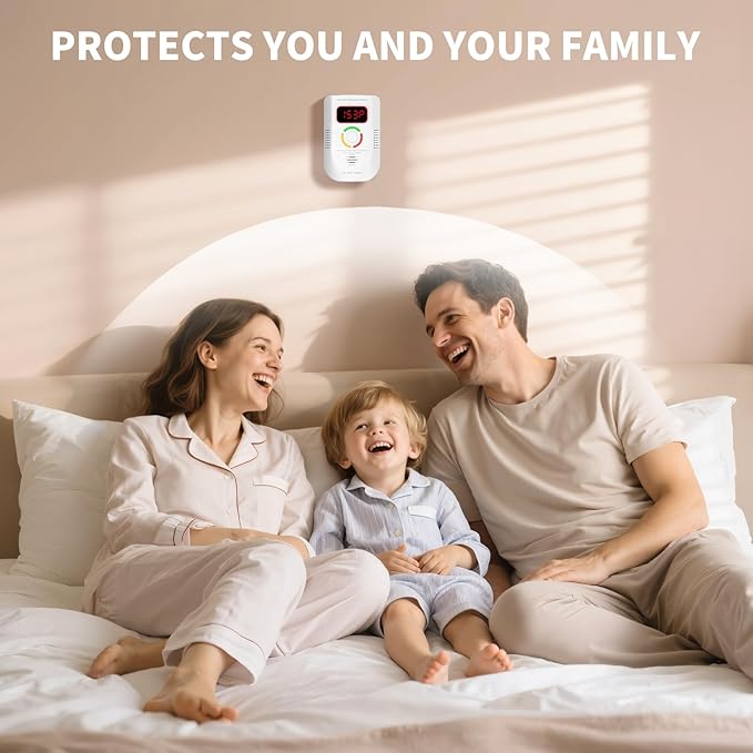 Carbon Monoxide Detectors Plug in, Carbon Monoxide Alarm with Digital Display LED, Portable CO Detector with Audible and Visual Alarm Test Mute Button, CO Alarm Monitor for Home/Kitchen/Hotel