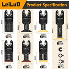 LEILUO 32 Pcs Multitool Blade Kit for Wood Nails Titanium Oscillating Saw Blades Japanese Tooth Oscillating Tool Accessories with Storage Bag Compatible with DeWalt Makita Dremel and More