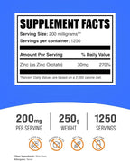 BulkSupplements.com Zinc Orotate Powder - Zinc Supplements, Zinc 30mg - Zinc Minerals Supplement, for Immune Support - Gluten Free, 200mg per Serving, 250g (8.8 oz) (Pack of 1)