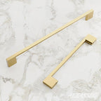 Alzassbg 5 Pack Matt Gold Cabinet Pulls, 11-1/3 Inch(288mm) Hole Centers Rectangle Cabinet Handles Kitchen Pulls for Drawers and Cabinets AL3051MGP