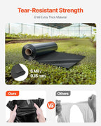 VEVOR Plastic Sheeting Heavy Duty 10' x 100', 6 Mil Thick Plastic Sheeting Roll, Plastic Drop Cloth Painters Tarp, Polyethylene Covering for Crawl Space Vapor Barrier, Multi-Purpose, Black