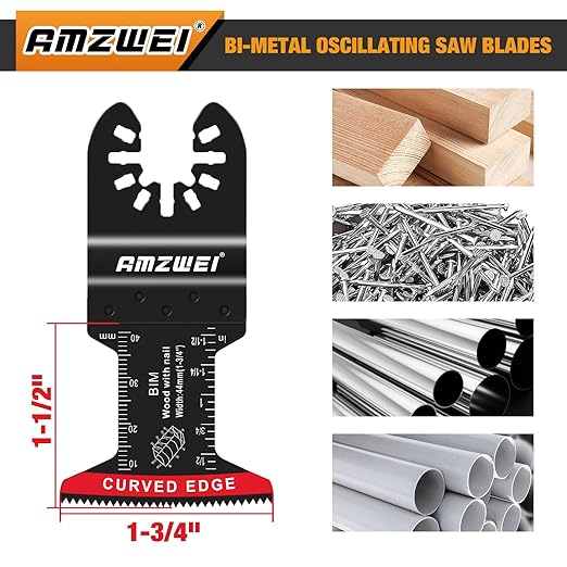 10 Pcs Bi-Metal Oscillating Tool Blades Metal Cutting, 1-3/4" Curved Edge Multitool Blades for Soft Metal, Hard Wood, Plastic, Oscillating Saw Blades Fit Dewalt Milwaukee Bosch Ryobi
