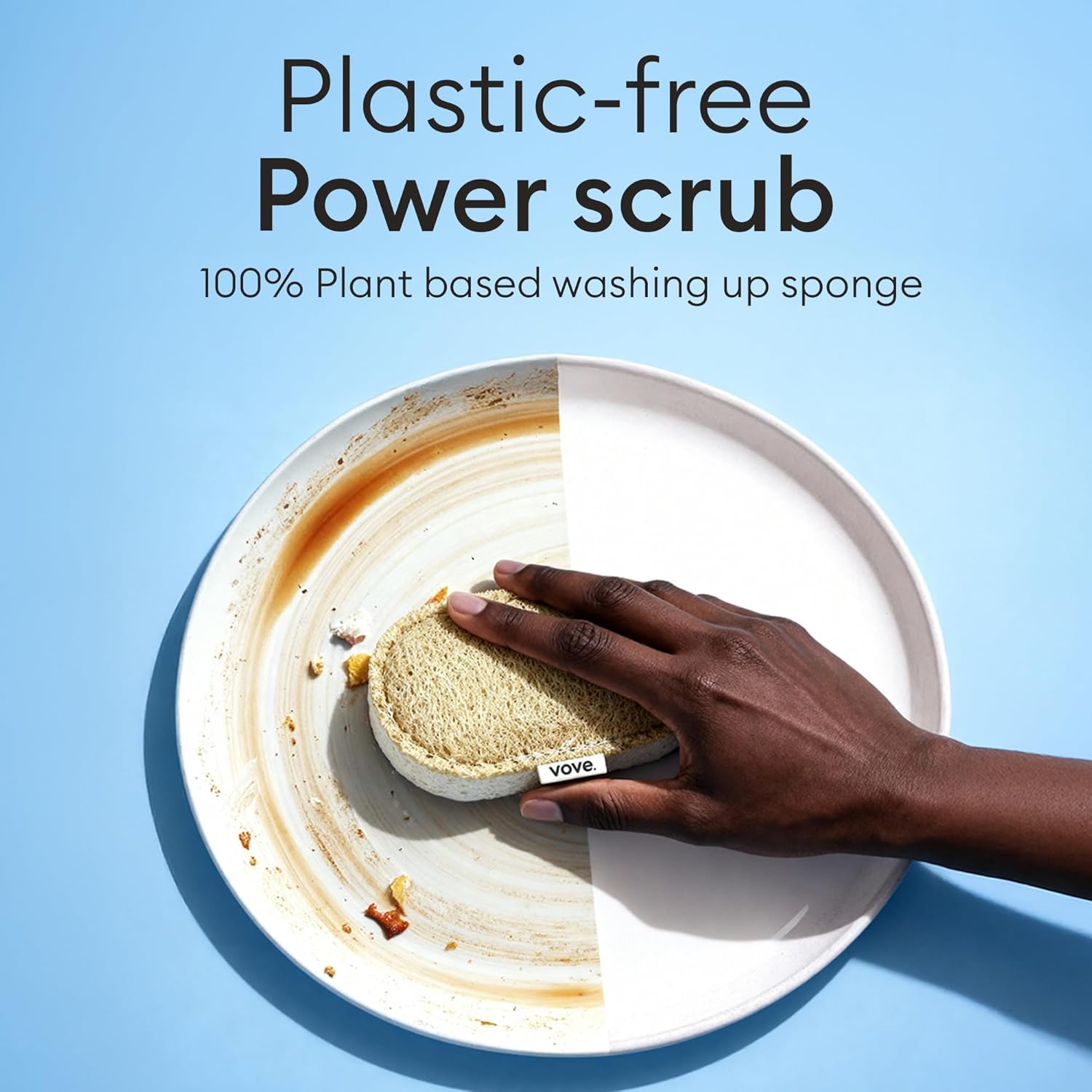 Vove Scrub Sponges 4 Pack, Cellulose & Cotton with Natural Loofah, Eco-Friendly Loofah Dish & Kitchen Sponges, Bathroom Scrubbing Pads, FSC-Certified Packaging