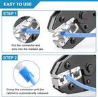 Crimping Tool for Insulated Electrical Connectors AWG 22-10 - Ratcheting Wire Terminal Crimper - Crimping Pliers - Crimper Tool Electrical - Crimp Tool