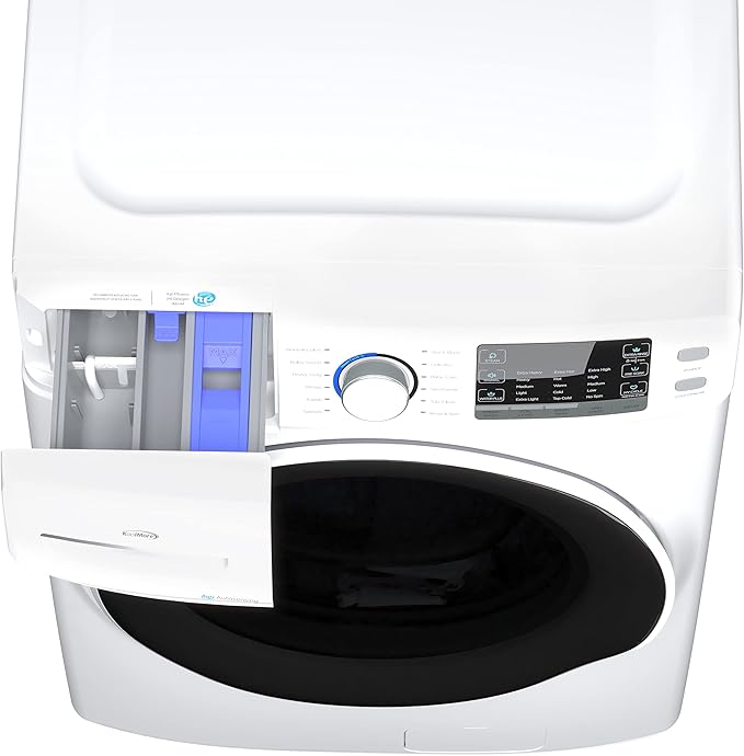 KoolMore FLW-5CWH Front Load 4.5 Cu. Ft Machine with Quiet Inverter Motor, Steam and Water Plus Functions, 20-Minute Quick, 12 Washing Cycles [120V], X-Large (27"), White