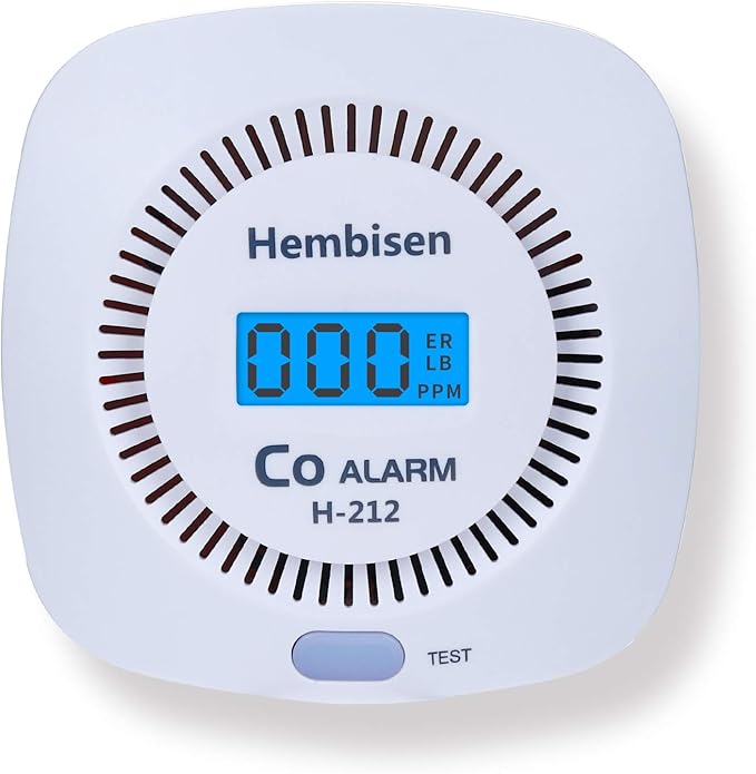 Carbon Monoxide Detectors - Hembisen CO Alarm Detector Monitor Battery Operated with Digital Display for House Kitchen Restaurant Hotel Office