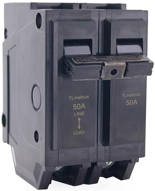 50 Amp Breaker 2 Pole Plug-in Mount Type THQL Feeder Molded Case Circuit Breaker 120/240V AC, Compatible with GE Thick Series and Q-Line Series Load Centers