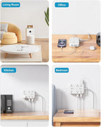 Power Strip with USB, 2100J Surge Protector Flat Plug Extension Cord 5ft, 12 Outlets & 6 USB(3 USB C)Charging Station, 3 Side Outlet Extender Wall Mountable for Tablet Laptop Computer Multiple Devices