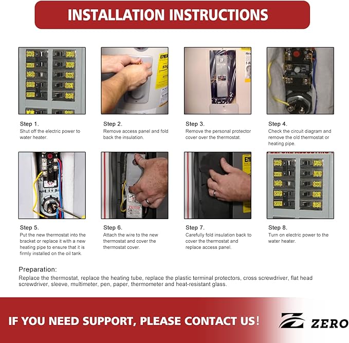 Zero EWH-04 Dual Wrench Socket Removal Tool and Plumber's TOD Style Thermostats Kit