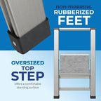 Step Ladder 1 Step Folding, Decorative - Beautiful Gray Wood & Silver Aluminum, Ultra Slim Profile, Anti Slip Steps, Sturdy-Portable for Home, Office, Kitchen, Photography Use,by SORFEY