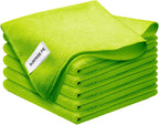 Microfiber Cleaning Cloth for Kitchen Housekeeping Dish Electronics Dust Rags Thick Lint Free Car Wash DryingTowel (12"x12") Green-6 Pack