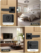 3 Pack Square Privacy Door Levers Locksets in Matte Black Finish, Bed/Bath Door Levers Keyless Interior Handles,Reversible for Left Right Handed Doors
