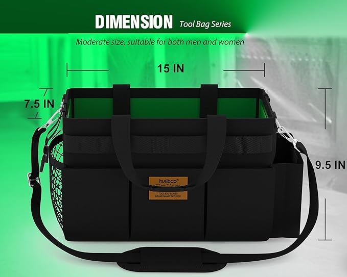 15 Inch Tool Bag, Utility Tool Tote Bag with Shoulder Strap for Organizing Electrician, Cleaning, Gardening Tools, Tool Storage Bag Convenient Storage and Access to Tools