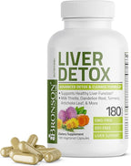 Bronson Liver Detox Advanced Detox & Cleansing Formula Supports Health Liver Function with Milk Thistle, Dandelion Root, Turmeric, Artichoke Leaf & More, Non-GMO, 180 Vegetarian Capsules