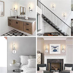 Wall Sconces Lights Indoors, 14" Knurled Linear Sconce, Nickel Bathroom Wall Sconces, Glass Tube Vanity Sconces Wall Lighting, Wall Lights for Mirror, Living Room, Bedroom, Hallway (Bulb Included)