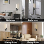 Black Wall Sconces 19.48'' Knurled Texture Indoor Wall Light Fixtures, Bathroom Vanity Light Fixtures with Clear Glass, Modern Wall Lamp for Bathroom Living Room Bedroom Hallway