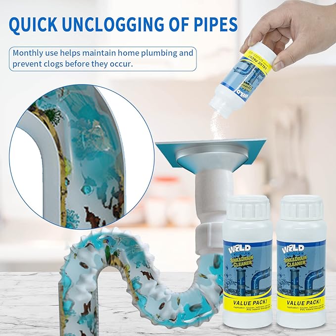 Wild Tornado Pipe Dredge,Powerful Sink Cleaner Powder Fast Foaming for Kitchen Toilet Pipeline Quick Cleaning Tool（4pcs）