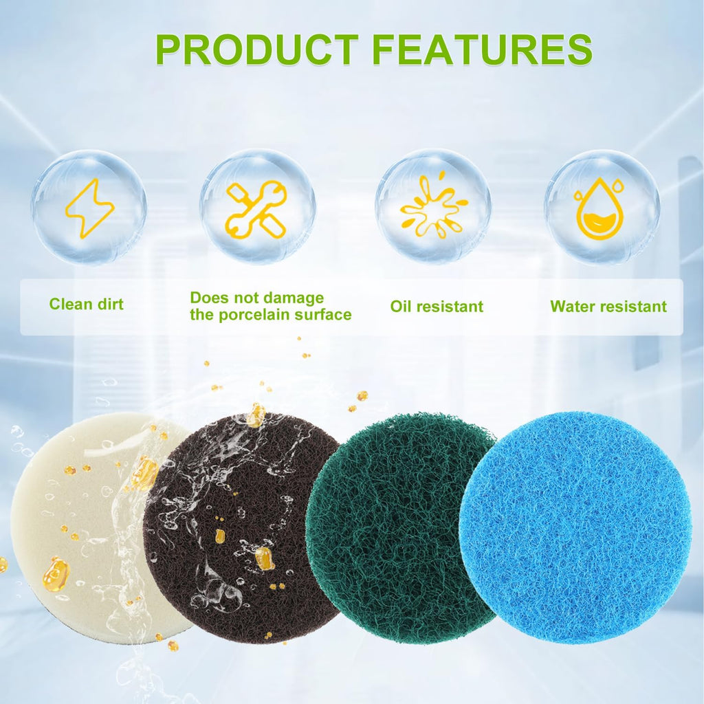 16pcs Electric Cleaning Brush Pad Set 4 Foam Pads 4 Kitchen Mats 4 Performance Pads 4 Microfibre Pads fit for Dremel Versa Cleaning Brush