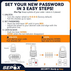 SEPOX 2PCS Large Combination Padlock, Outdoor Combo Lock 2.2" 55mm Heavy Duty Weatherproof, Ressetable 4 Digital, Security Aluminum Body, Uncuttable Shackle, for Warehouse, Home, School, Gate, Garden