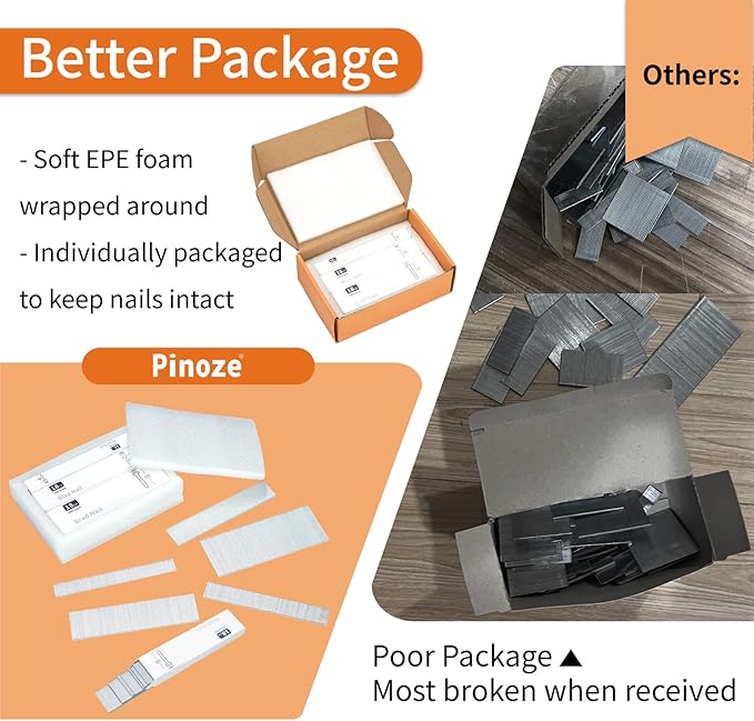 18 Gauge Brad Nails Galvanized, 5000-Count (2”, 1-1/4”, 1”, 3/4”, 5/8 Inch) 18GA Nail Gun Nails Assorted and Small Finishing Nails Assortment for Pneumatic, Electric Brad Nailer Gun